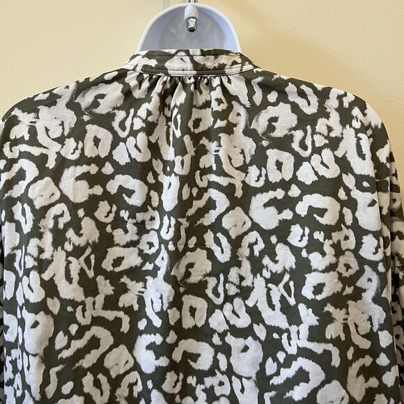 Elizabeth and James Olive Leopard Poplin Dress XL - Picture 10 of 15